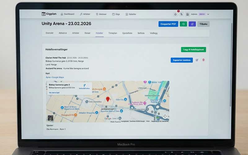 Reise og overnatting i Gigplan